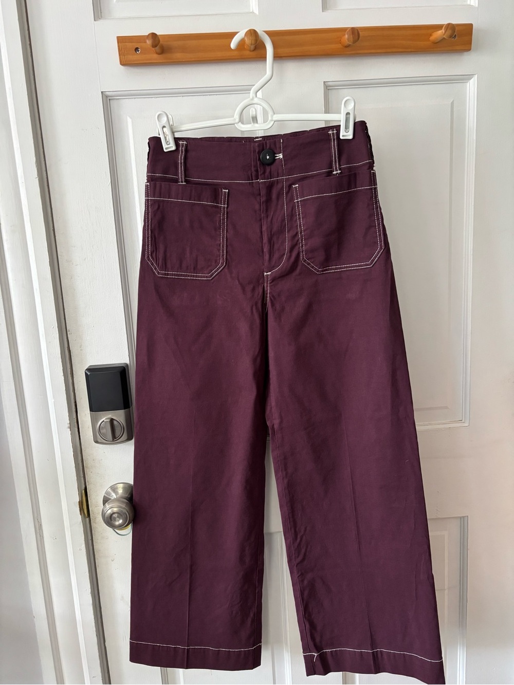 EUC Anthro Maeve Colette Wide Leg Crop Pants Sz 24 Purple Eggplant Aubergine